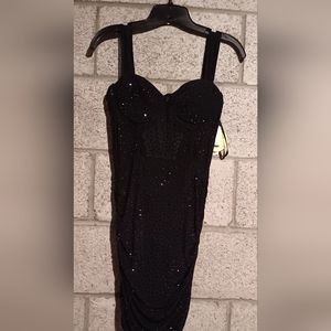 Black rhinestone going out dress
